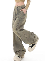 pantsparadises - Vintage Distressed Wash Splice Boyfriend Jeans pantsparadises