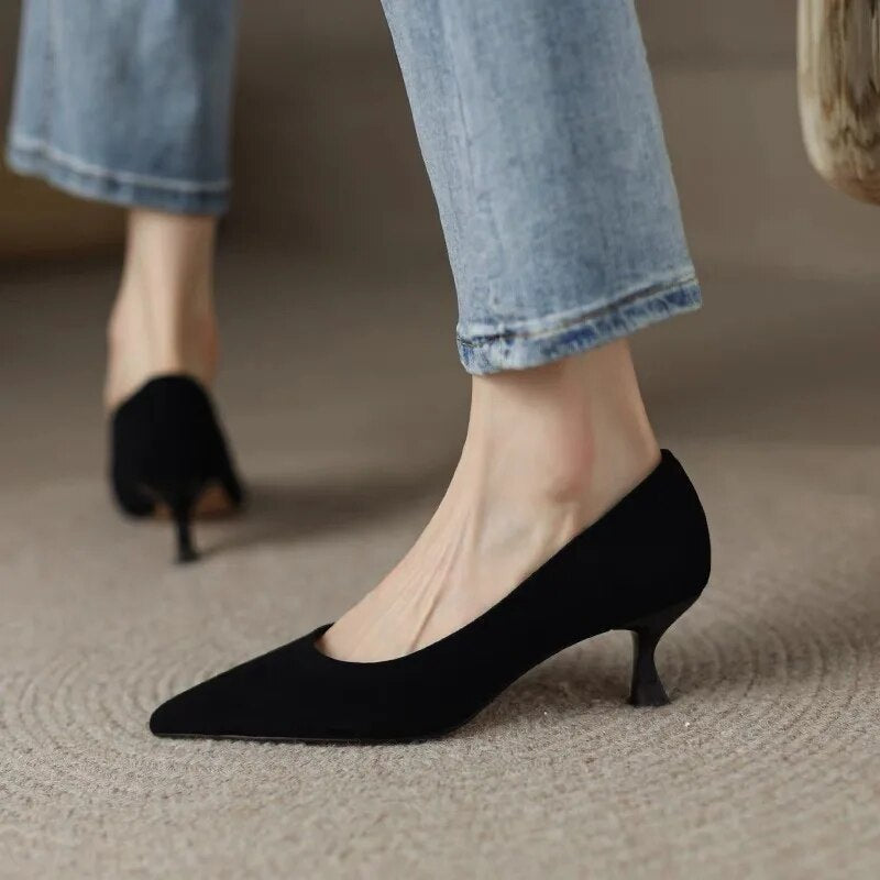 pantsparadises 5cm Women Pumps Woven Pointed Toe Dress Shoes New Fashion Ladies Designer Shoes Bowtie Boat Shoes Plus