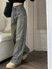 pantsparadises - Washed Distressed High Rise Boyfriend Jeans pantsparadises