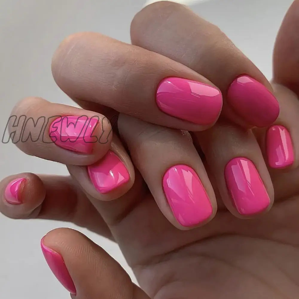 24P French Short Solid Color False Nails Simple & Elegant Design Fake Nail Art Full Coverage