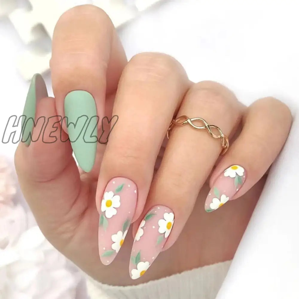 24Pcs Acrylic Fake Nails Press On Simple French False Nail With White Edge Design Wearable