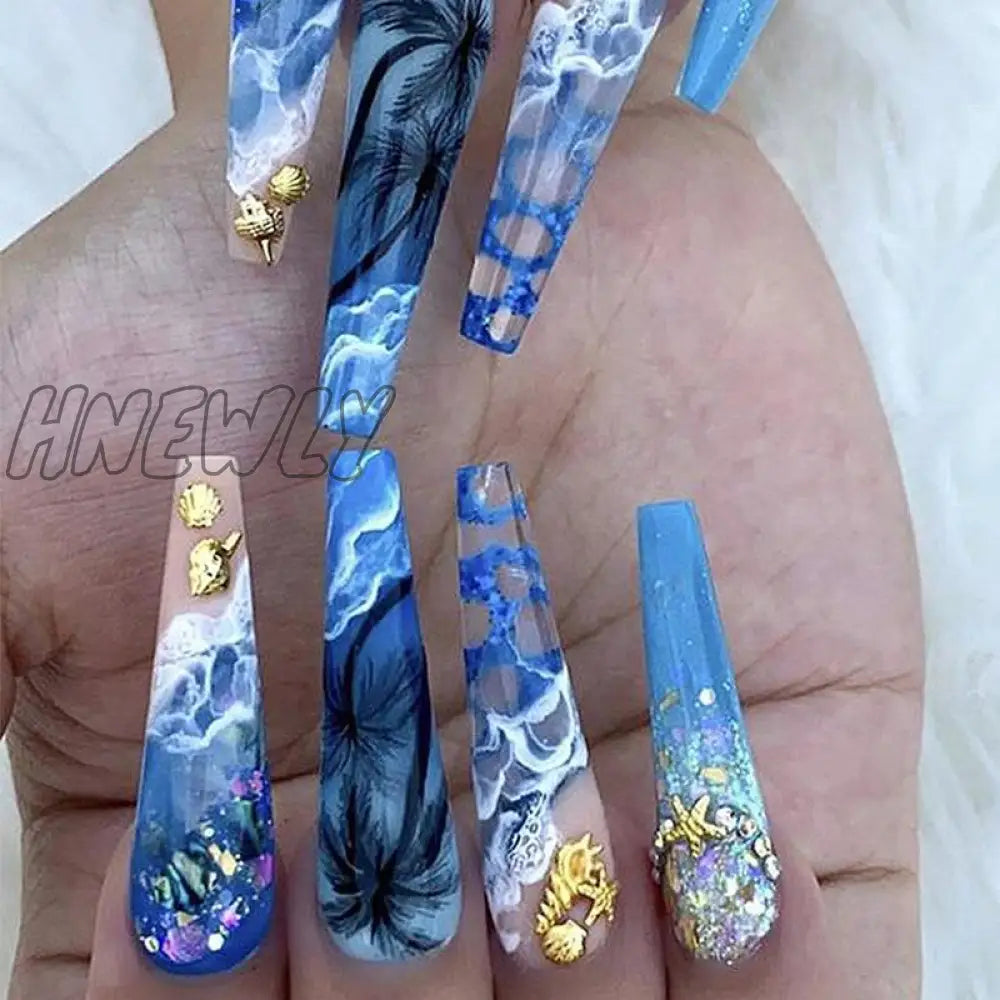 24Pcs Ballet Full Cover Fake Nails Flower Butterfly Design With Rhinestones False Wearable Press On