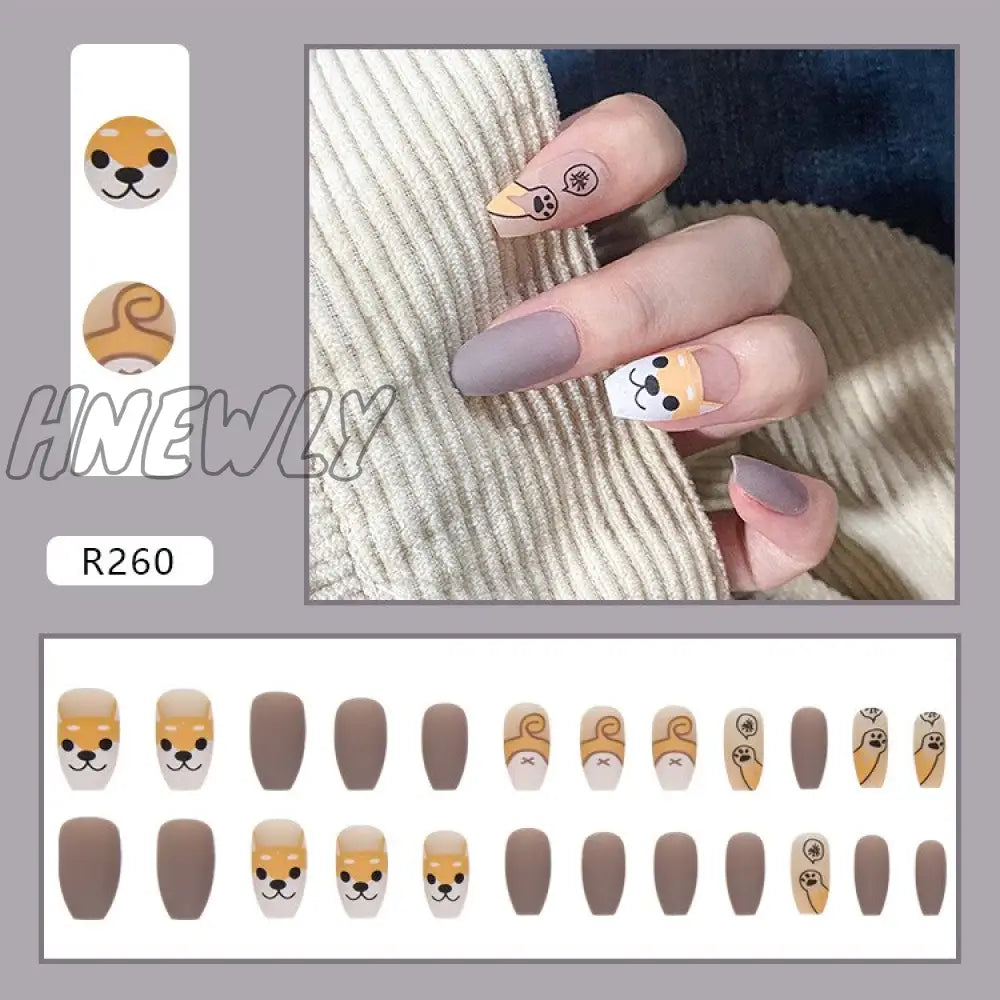 24Pcs/Box Sweet Short Round/Square Head False Nail Art Full Cover Detachable Artificial Fake Nails