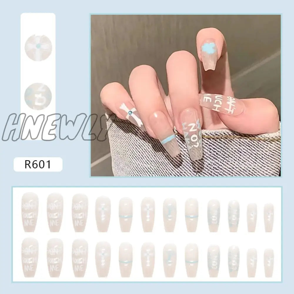 24Pcs/Box Sweet Short Round/Square Head False Nail Art Full Cover Detachable Artificial Fake Nails