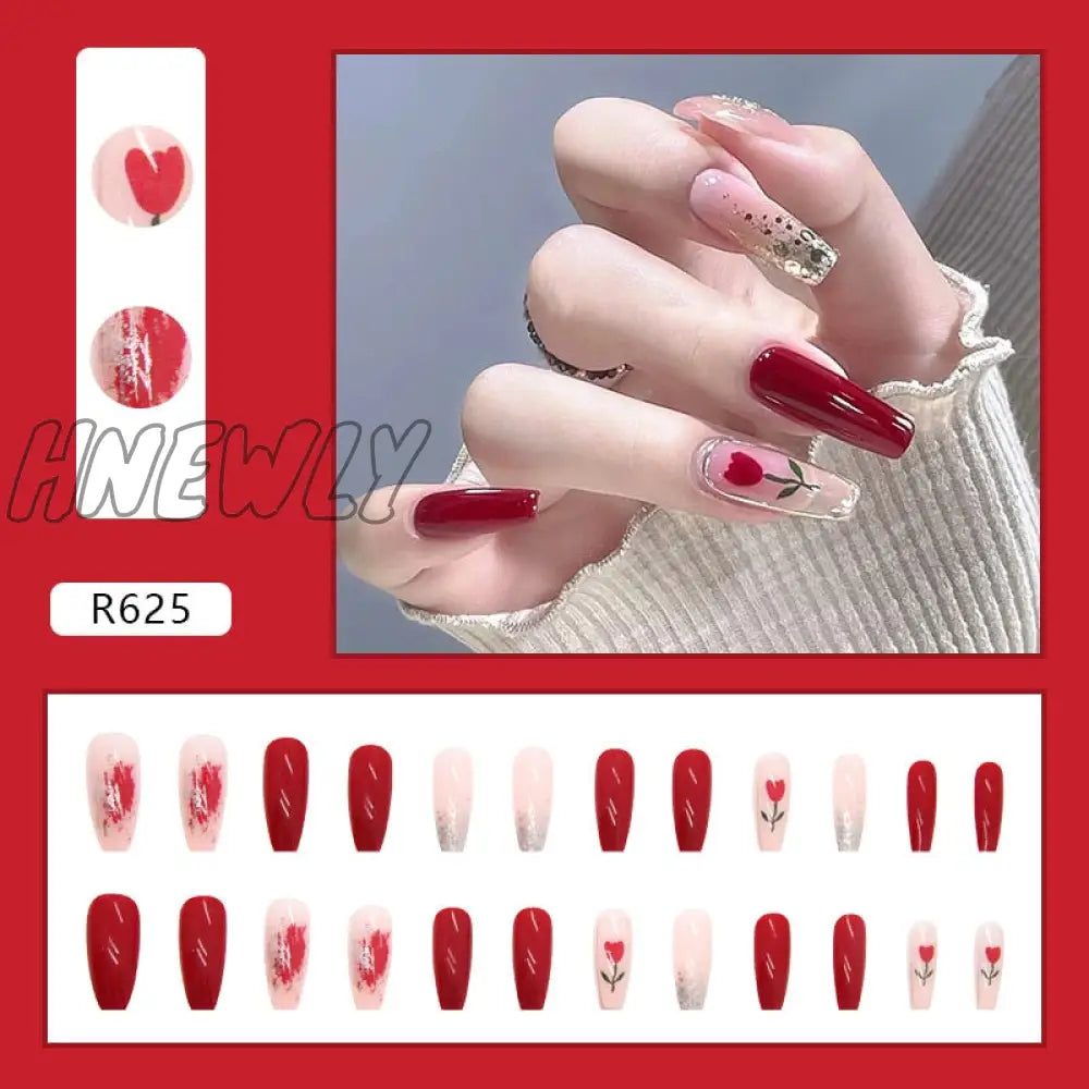 24Pcs/Box Sweet Short Round/Square Head False Nail Art Full Cover Detachable Artificial Fake Nails