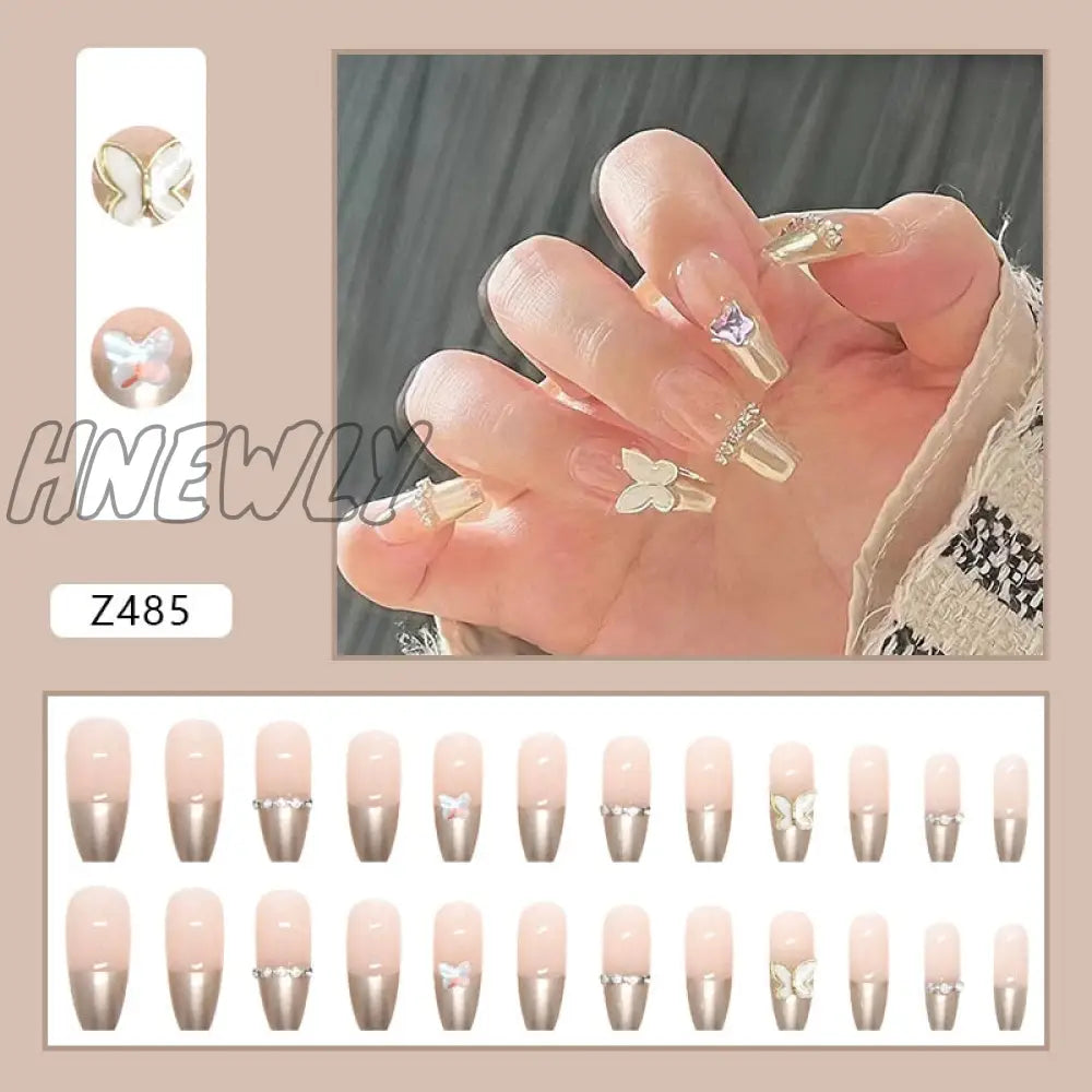 24Pcs/Box Sweet Short Round/Square Head False Nail Art Full Cover Detachable Artificial Fake Nails