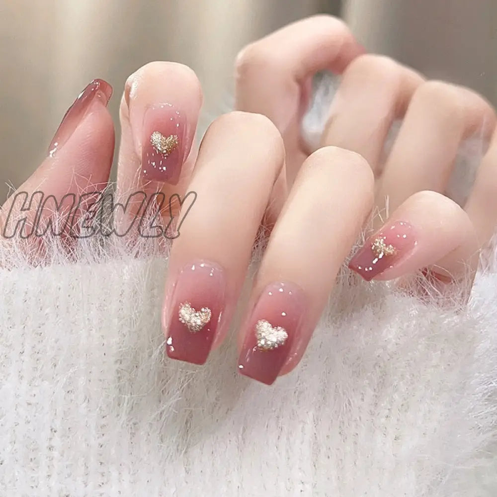 24Pcs Bridal Nail Art Tips With Design Press On Nails Long False Glue Coffin Nail Rhinestones