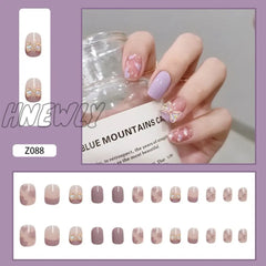 24Pcs Butterfly Decorated False Nails Removable Long Paragraph Fashion Manicure Fake Nail Tips Full