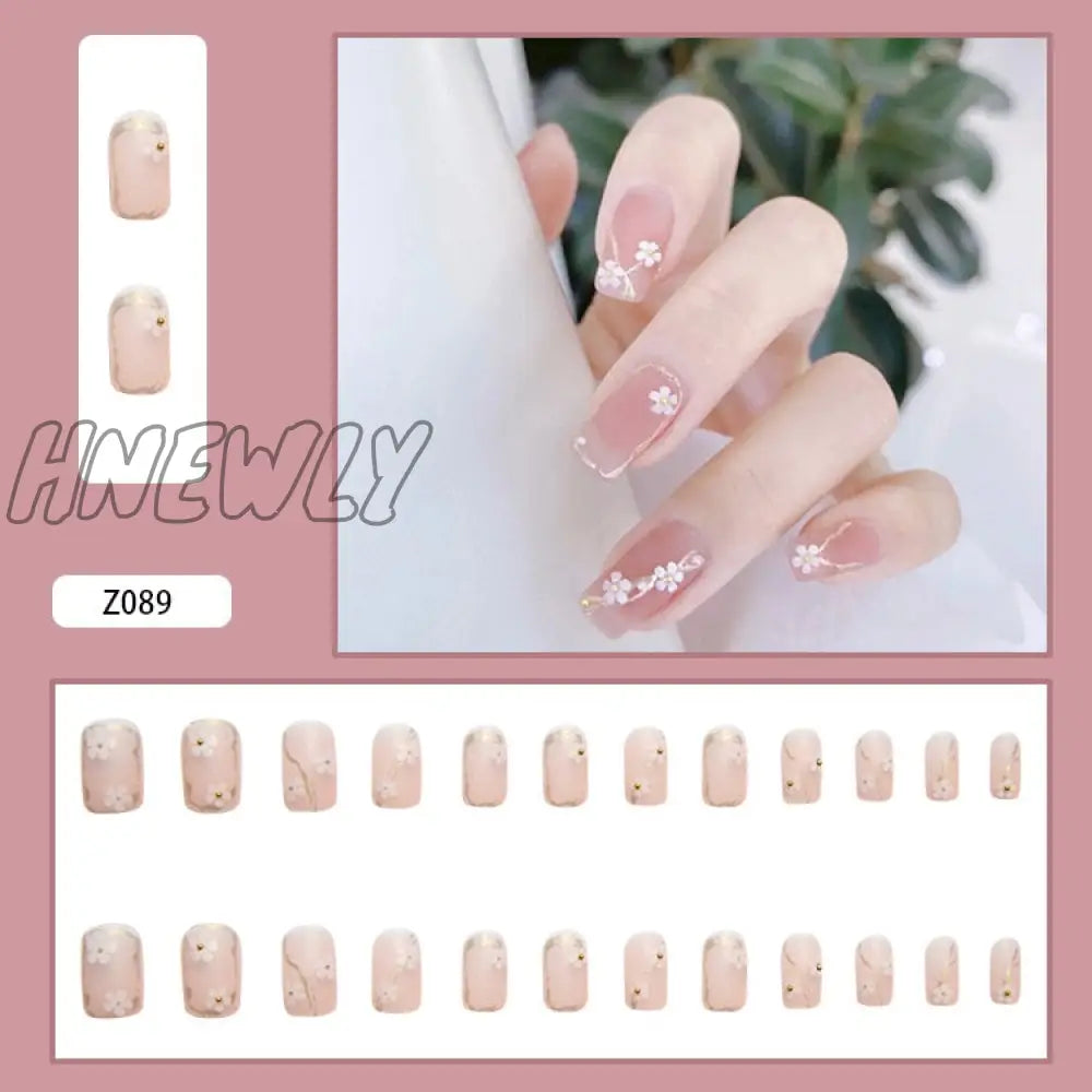 24Pcs Butterfly Decorated False Nails Removable Long Paragraph Fashion Manicure Fake Nail Tips Full