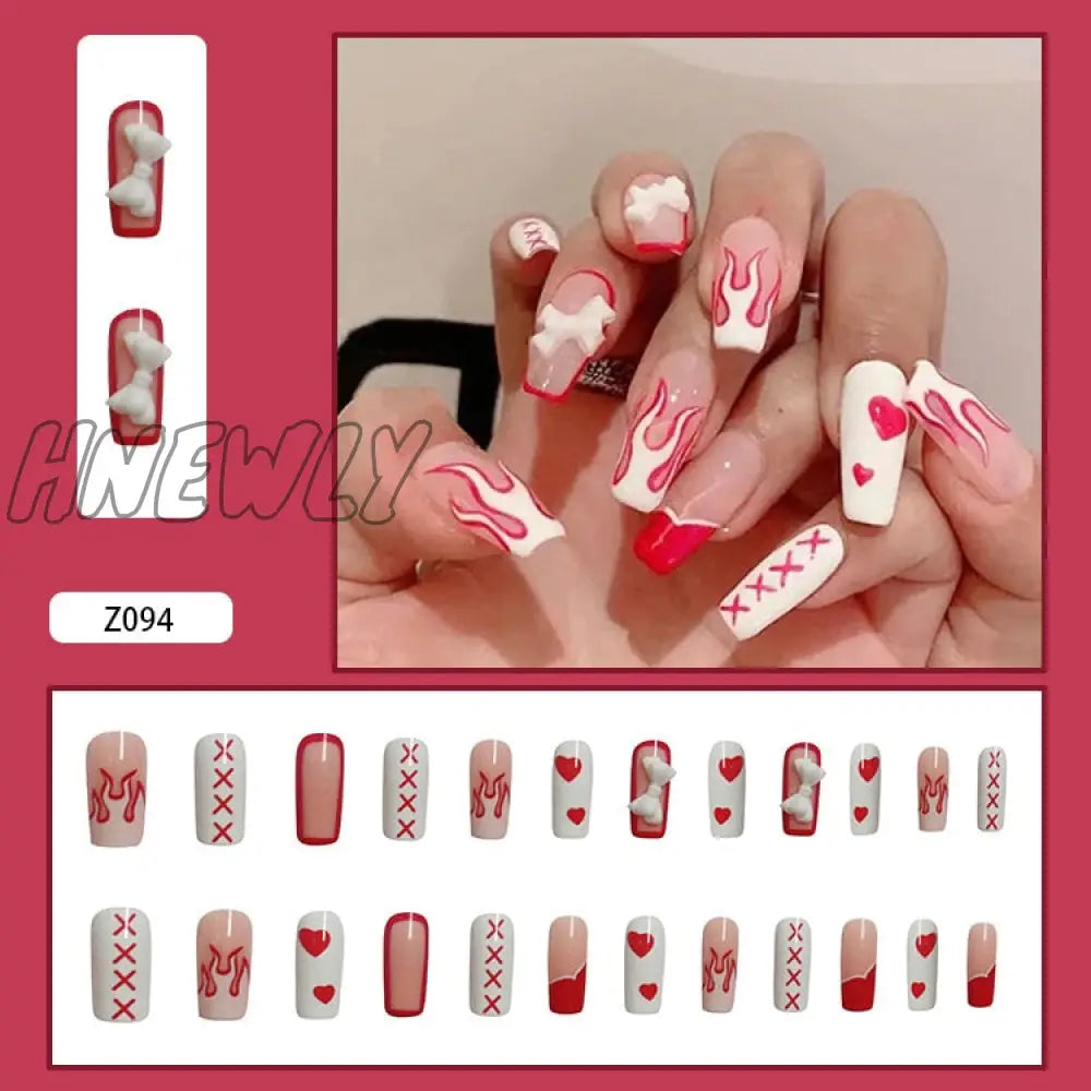 24Pcs Butterfly Decorated False Nails Removable Long Paragraph Fashion Manicure Fake Nail Tips Full