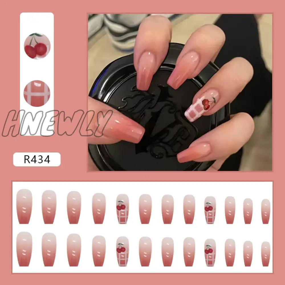 24Pcs French Fake Nails Short Art Nail Tips Press Stick On False With Designs Full Cover Artificial