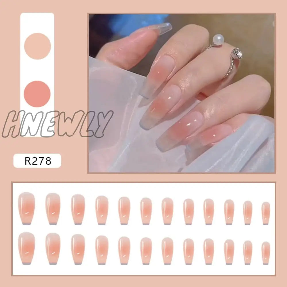 24Pcs French Fake Nails Short Art Nail Tips Press Stick On False With Designs Full Cover Artificial