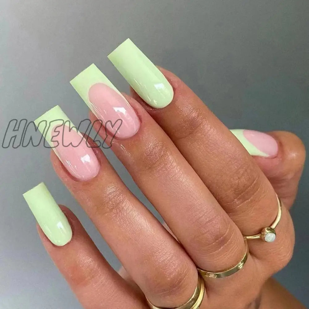 24Pcs Summer False Nails With Designs Charms Flame Long Ballerina Fake Nails Wearable Coffin French