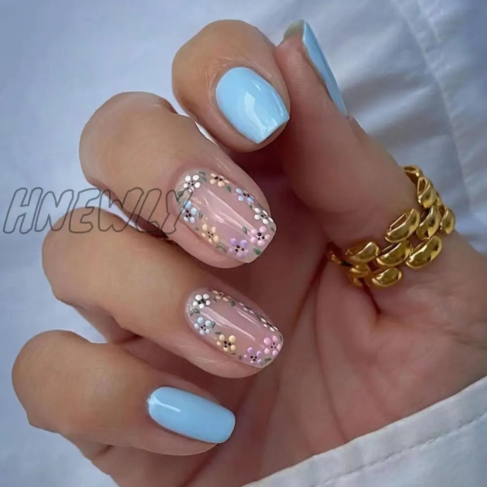 24Pcs Summer False Nails With Designs Charms Flame Long Ballerina Fake Nails Wearable Coffin French