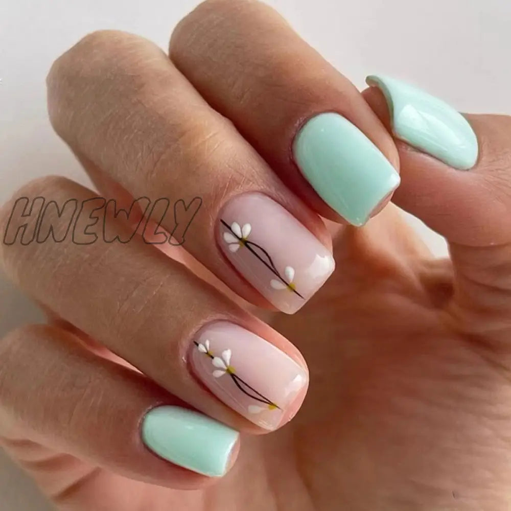 24Pcs Summer False Nails With Designs Charms Flame Long Ballerina Fake Nails Wearable Coffin French