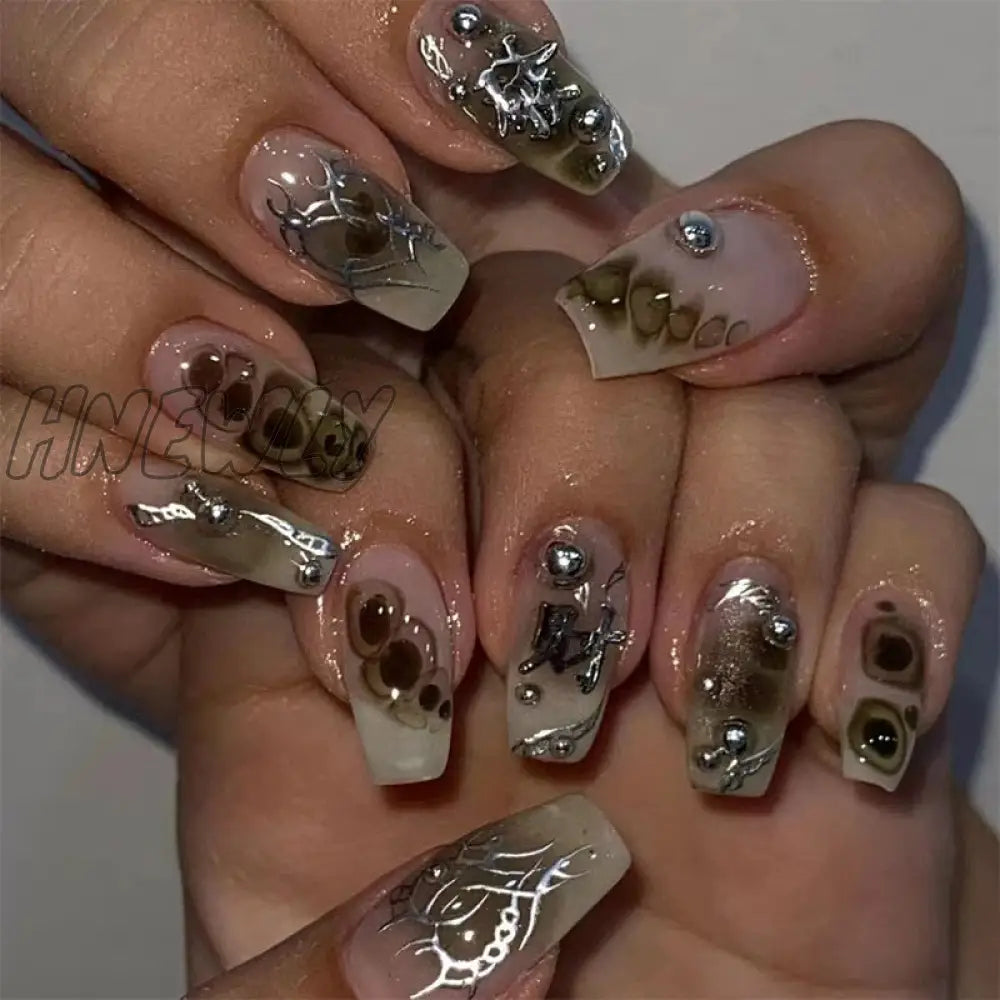 24Pcs Valentine’s Day Detachable False Nails Wearable French Fake Love Pattern Design Full Cover