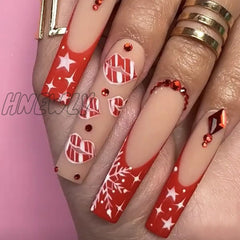 24Pcs Valentine’s Day Detachable False Nails Wearable French Fake Love Pattern Design Full Cover