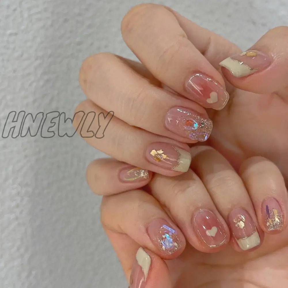 24Pcs Wearable Pink Press On Fake Nails Tips With Glue False Nails Design Butterfly Lovely Girl