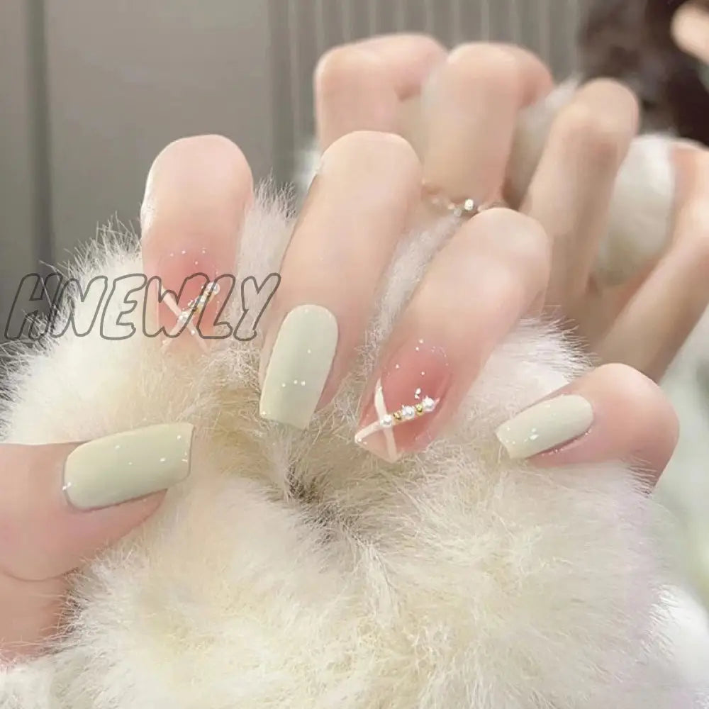 24Pcs Wearable Pink Press On Fake Nails Tips With Glue False Nails Design Butterfly Lovely Girl