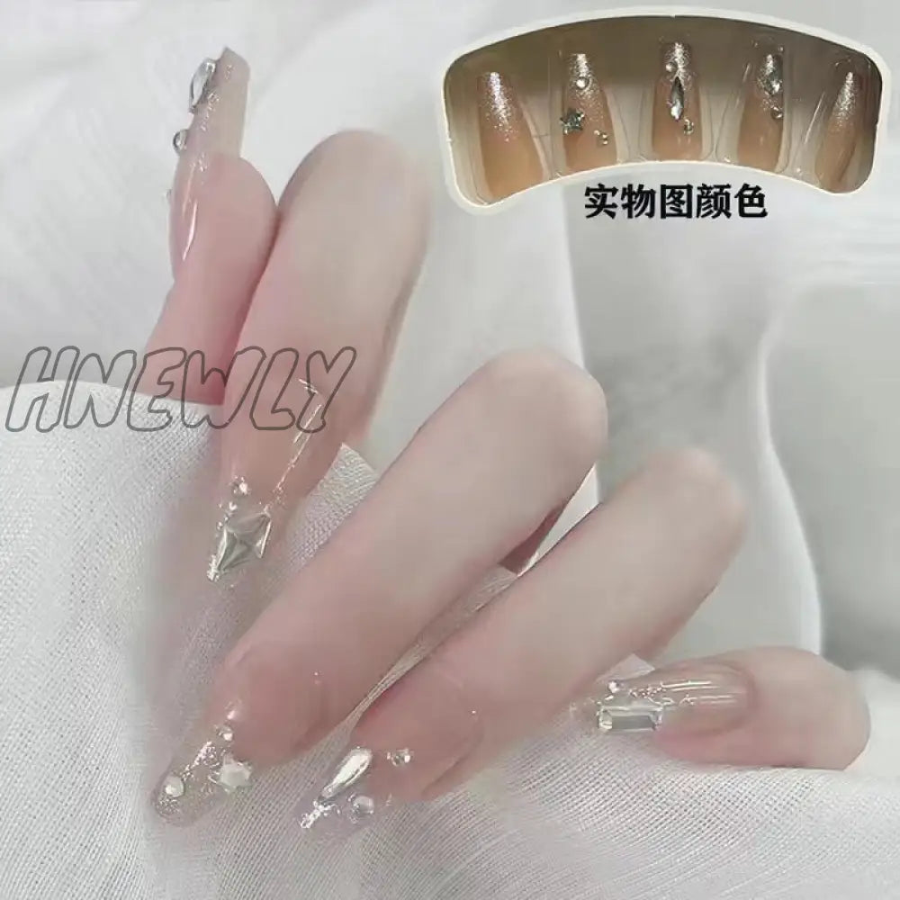 24Pcs Wearable Pink Press On Fake Nails Tips With Glue False Nails Design Butterfly Lovely Girl