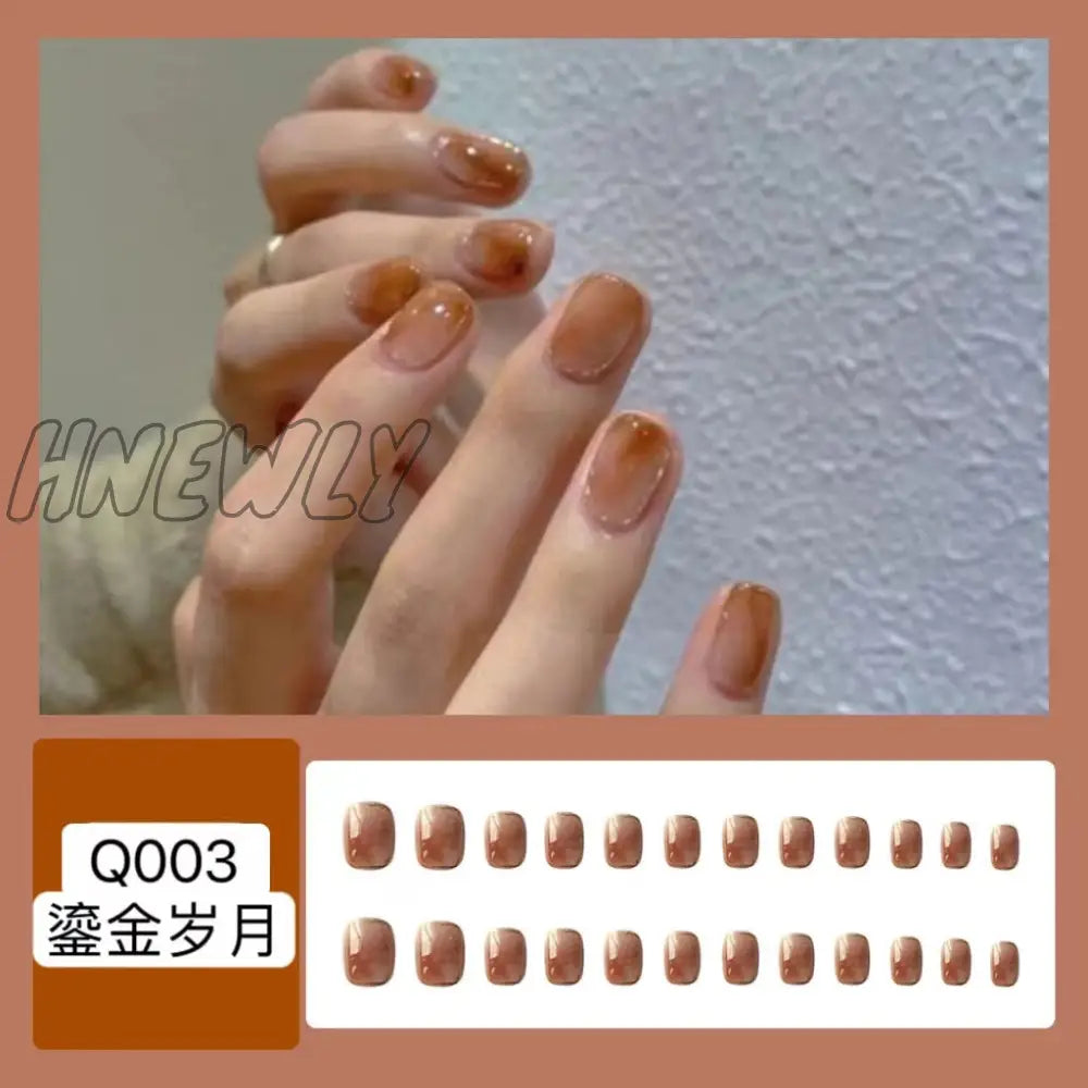 24Pcs Wearable Pink Press On Fake Nails Tips With Glue False Nails Design Butterfly Lovely Girl