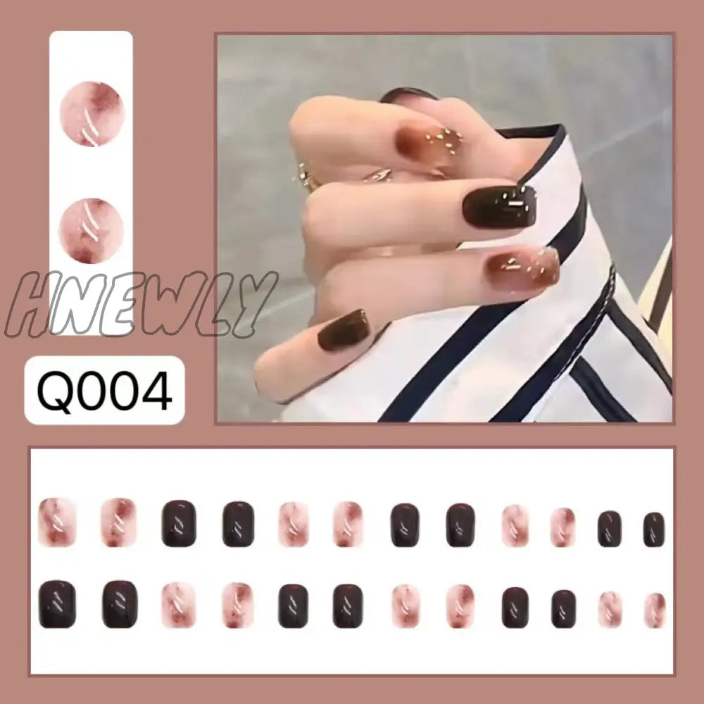 24Pcs Wearable Pink Press On Fake Nails Tips With Glue False Nails Design Butterfly Lovely Girl