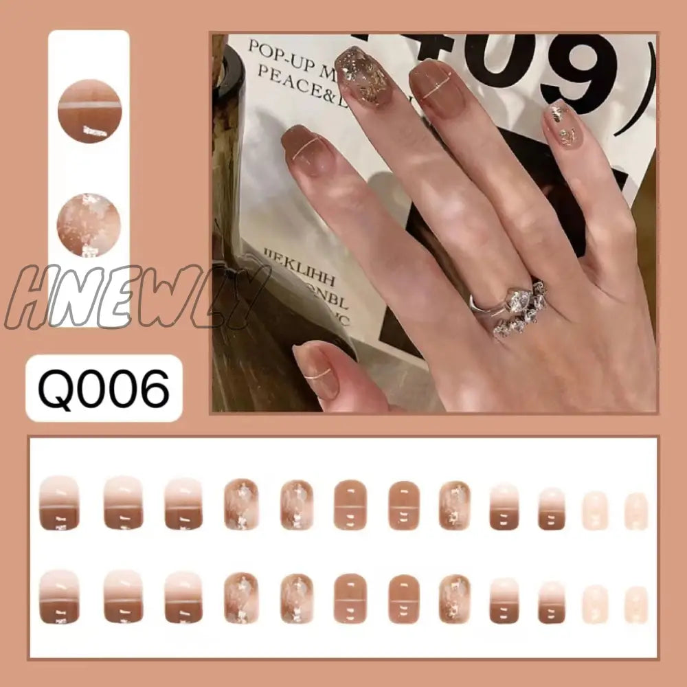 24Pcs Wearable Pink Press On Fake Nails Tips With Glue False Nails Design Butterfly Lovely Girl