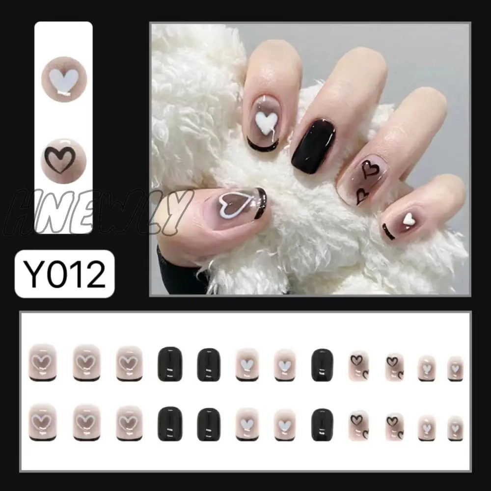 24Pcs Wearable Pink Press On Fake Nails Tips With Glue False Nails Design Butterfly Lovely Girl