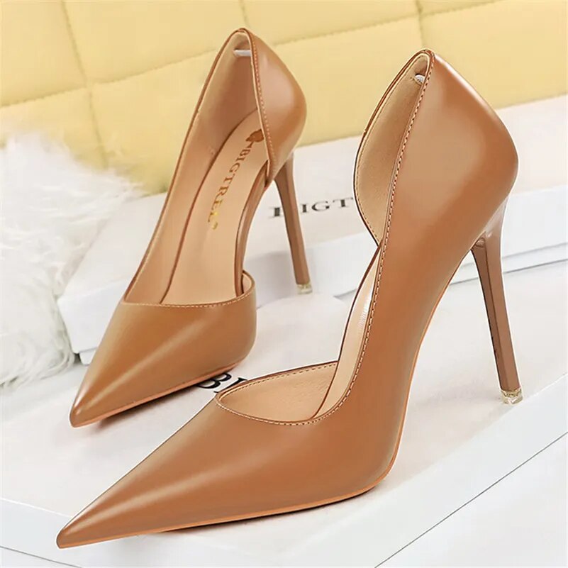 pantsparadises New Women 10.5cm High Heels Pumps Wedding Bridal Stiletto Sexy Retro Hollow Heels Lady Scarpins Office Party Nude White Shoes