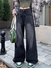 pantsparadises - Vintage Wide Leg Jeans HOT