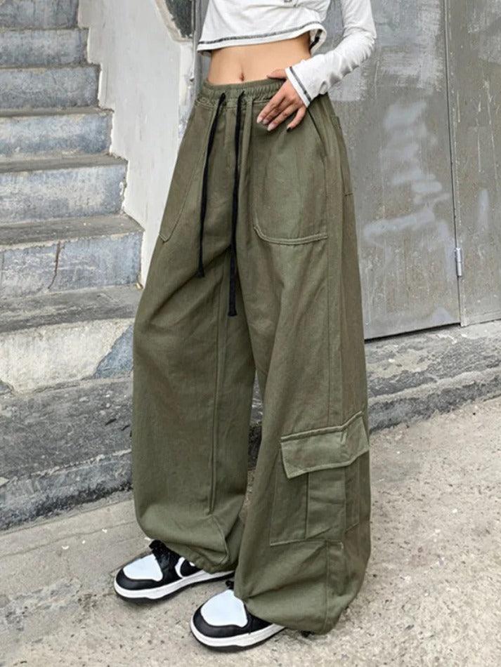 pantsparadises - Drawstring Street Baggy Cargo Pants ddbos-shop