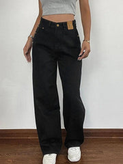 pantsparadises - Versatile Black High Rise Boyfriend Jeans pantsparadises