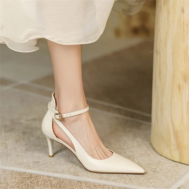 pantsparadises Summer New Fashion French Fashion Ladies Pointed Toe Strap Stiletto Shoes Hollow Roman Toe Sandals Women Elegant Banquet Shoes