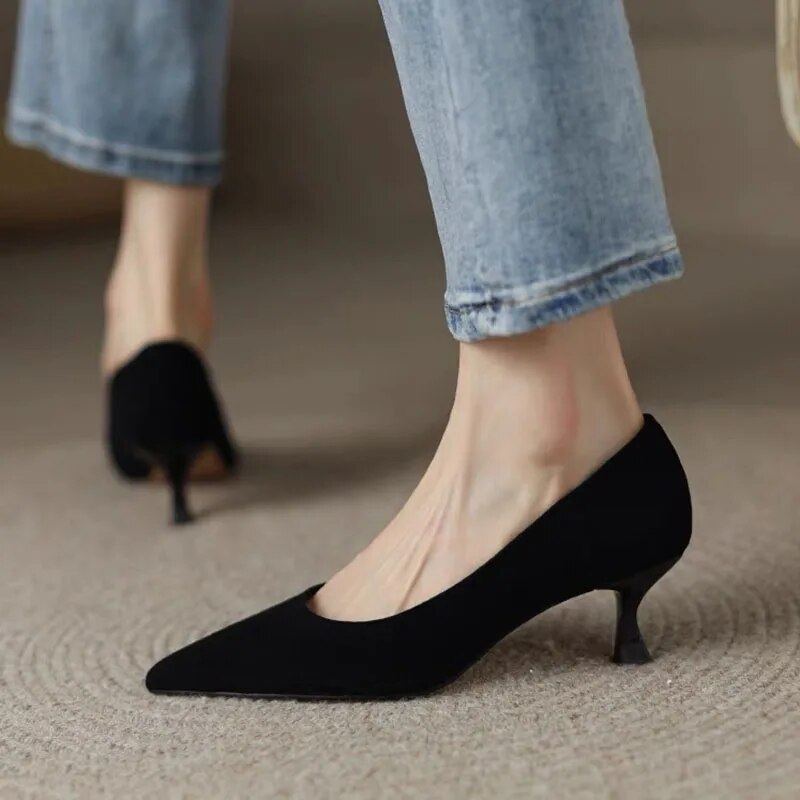 pantsparadises 5cm Women Pumps Woven Pointed Toe Dress Shoes New Fashion Ladies Designer Shoes Bowtie Boat Shoes Plus