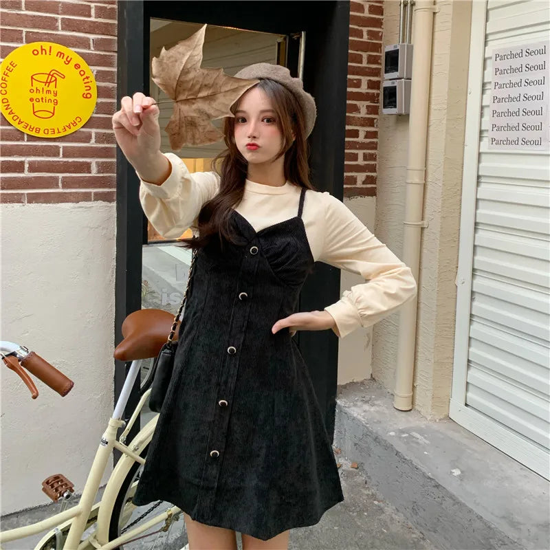 pantsparadises Japanese Sweet Princess Dress Women Patchwork Designer Sexy Korean Mini Dress Female Long Sleeve Fairy Vintage Sweet Dress 2021