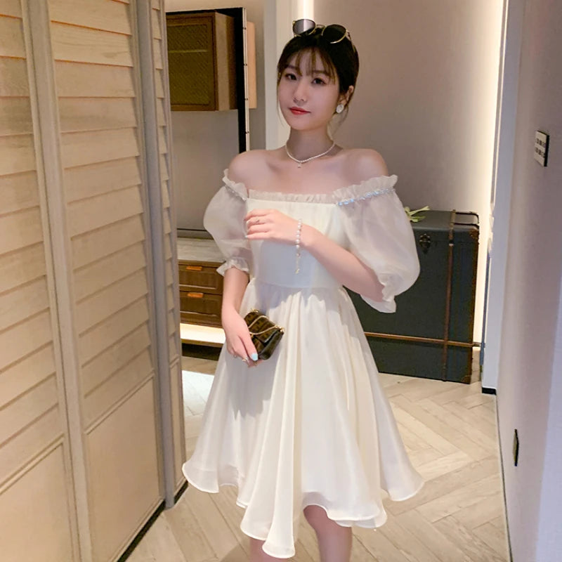 pantsparadises Elegant Fairy Strap Dress Women Sweet Ruffle Designer Casual Party Kawaii Dress Classy Korean Princess Mini Summer Dresses