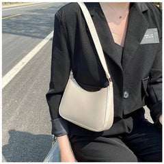 pantsparadises New Women's Fashion Handbags Retro Solid Color PU Leather Shoulder Underarm Bag Casual Women Hobos Handbags