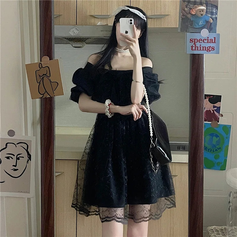 pantsparadises DRESS TO IMPRESS Japanese Kawaii Fairy Dress Women Bow Patchwork Designer Sweet Lolita Dress Summer Elegant Evening Party One Piece Dress Korean