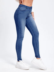 pantsparadises Skinny Jeans For Women Stretchy High Waist Classic Denim Pant Slim Hip Lift Mom Jean Fashion Blue Wash Five Pockets Pencil Pant