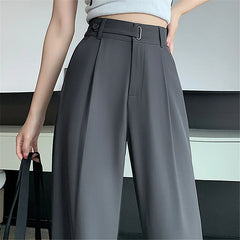 Summer Women's Casual Pants Wide Leg Pants Elegant Office Lady 2024 New Solid Color High Waist Loose Trousers Female