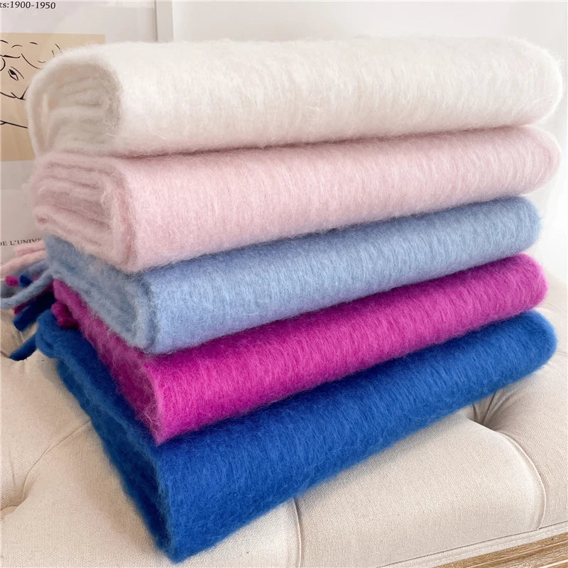 pantsparadises Winter Scarf for Women Cashmere Warm Solid Pashmina Blanket Wraps Female Thick Soft Bufanda Big Tassel Shawl Long Poncho Echarpe