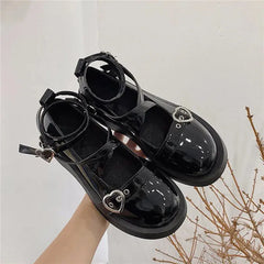 pantsparadises Shoes Lolita shoes Women heels platform mary janes Star Buckle Strap Mary Janes Women Cross-tied Girls Rivet Casual kawaii shoes