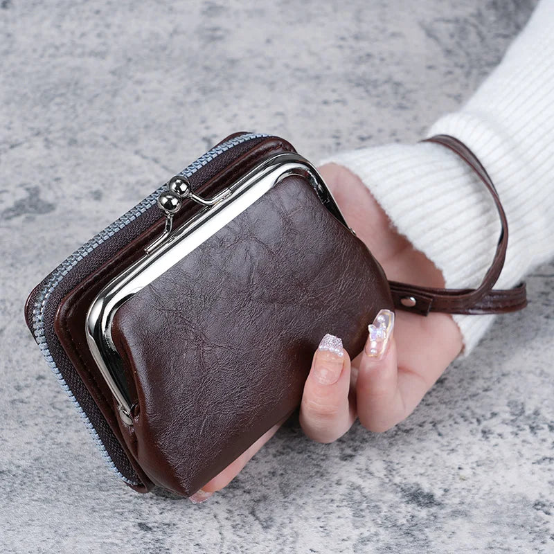 pantsparadises New Wallet Women Fashion Wrist Strap Short Coin Purse Large Capacity Coin Clip Bag Multi-card Card Bag Wallet