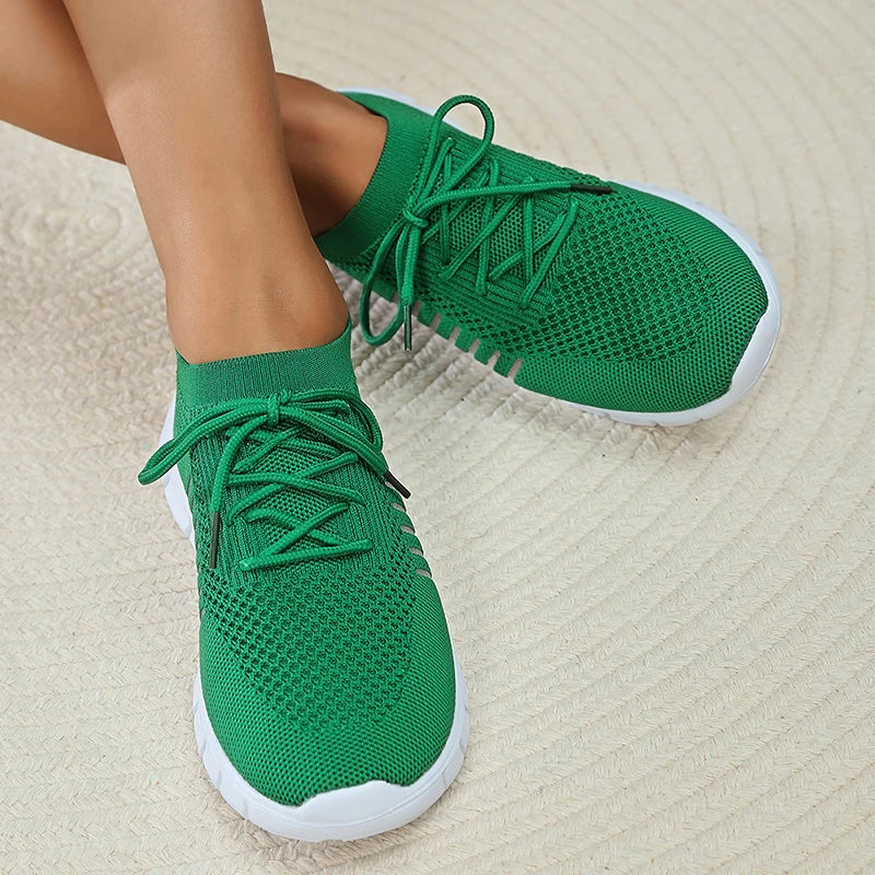 pantsparadises Mesh Breathable Soft Sole Sneakers Women Lightweight Non-Slip Running Walking Shoes Woman 2024 Spring Casual Lace Up Flats Shoes