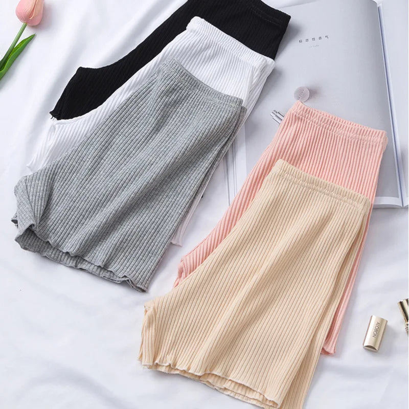 pantsparadises 2PCS Women Cotton Short Pants Ladies Safety Pants For Dress Panties Skirt Shorts Sexy Female Underwear High-stretch Boxers