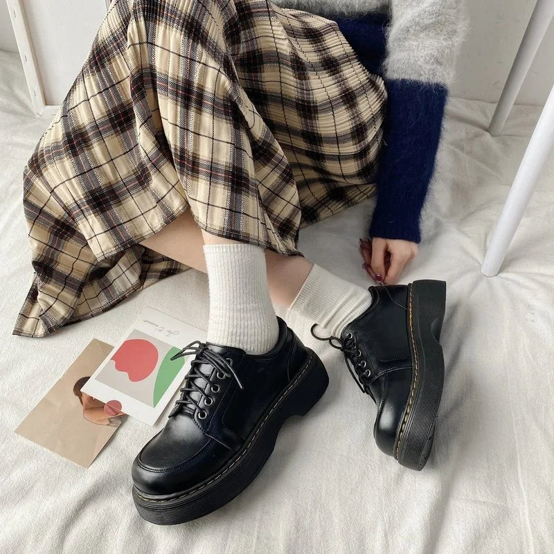 pantsparadises Japanese School Uniform shoes Jk Student Shoes Girls Women Kawaii Lolita Soft Girl Round Toe lolita Platform Mary Jane Shoes