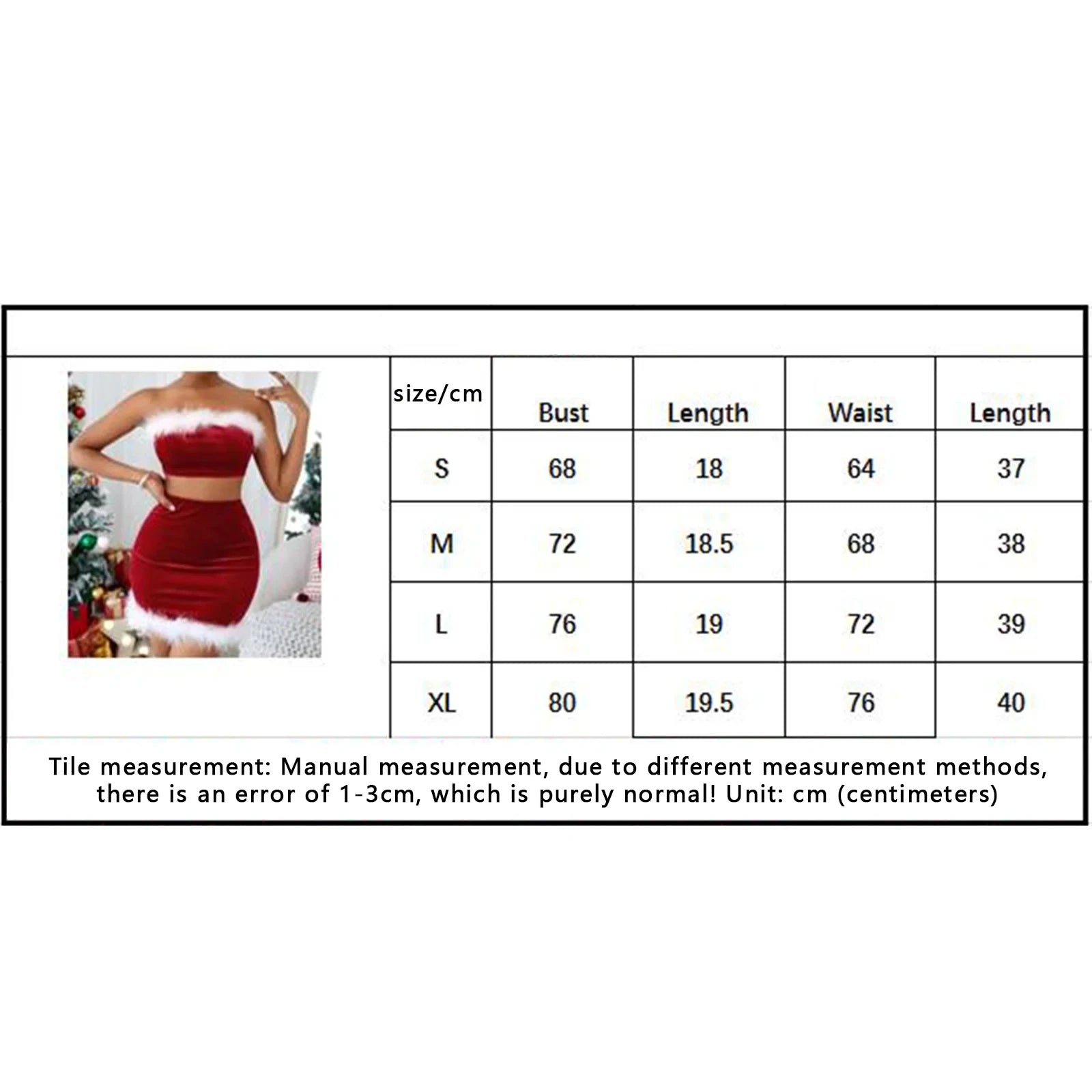 pantsparadises Women's Christmas Skirt Sets Red Tube Tops + Bodycon Mini Skirt Festival Costumes Party Dress Sets Y2k Streetwear Clubwear