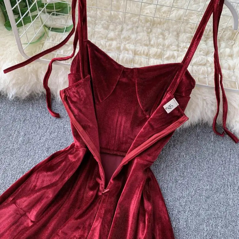 pantsparadises NEW YEAR DRESS TO IMPRESS Chic Fashion Sexy Straps Mini Dress Women High Waist Y2K Christmas Red Party Dress Korean Streetwear Autumn Vestidos