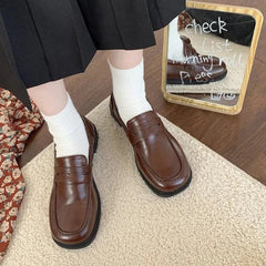 pantsparadises FALL OUTFITS Loafers Women jk Uniform Shoes Uwabaki Japanese JK Round Toe Women Girls School Students mary janes Lolita Brown Cosplay Shoes