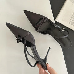 pantsparadises Spring Sexy Pointed Toe Buckle Strap Women Pumps Sandals Thin High Heels Party Stripper Dance Mules Ladies Shoes